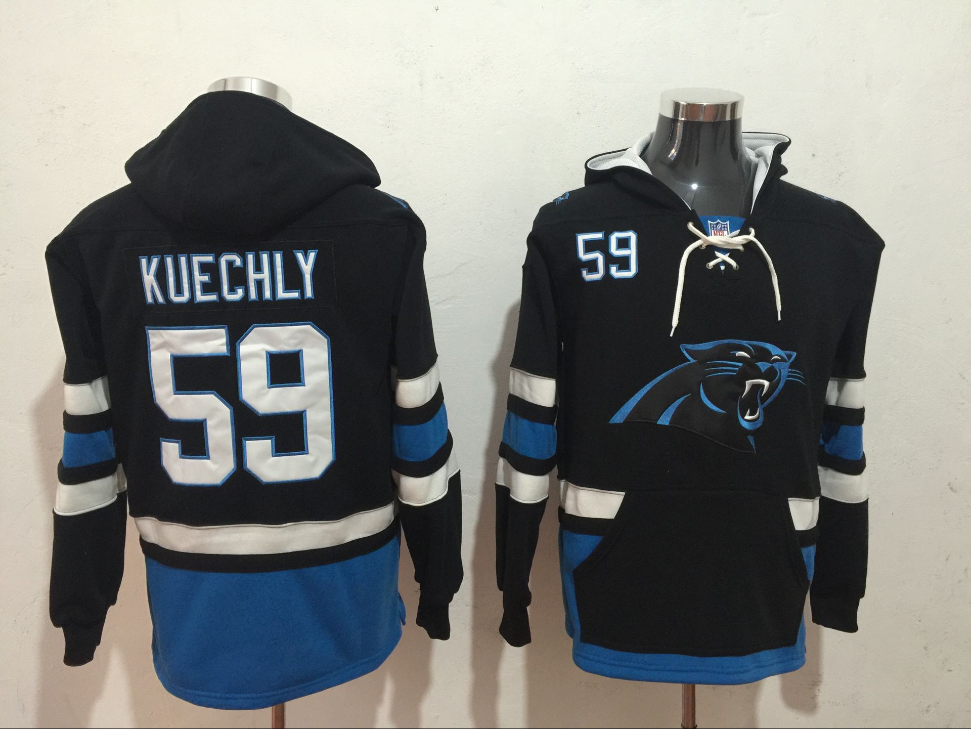Men NFL Nike Carolina Panthers #59 Kuechly black Sweatshirts